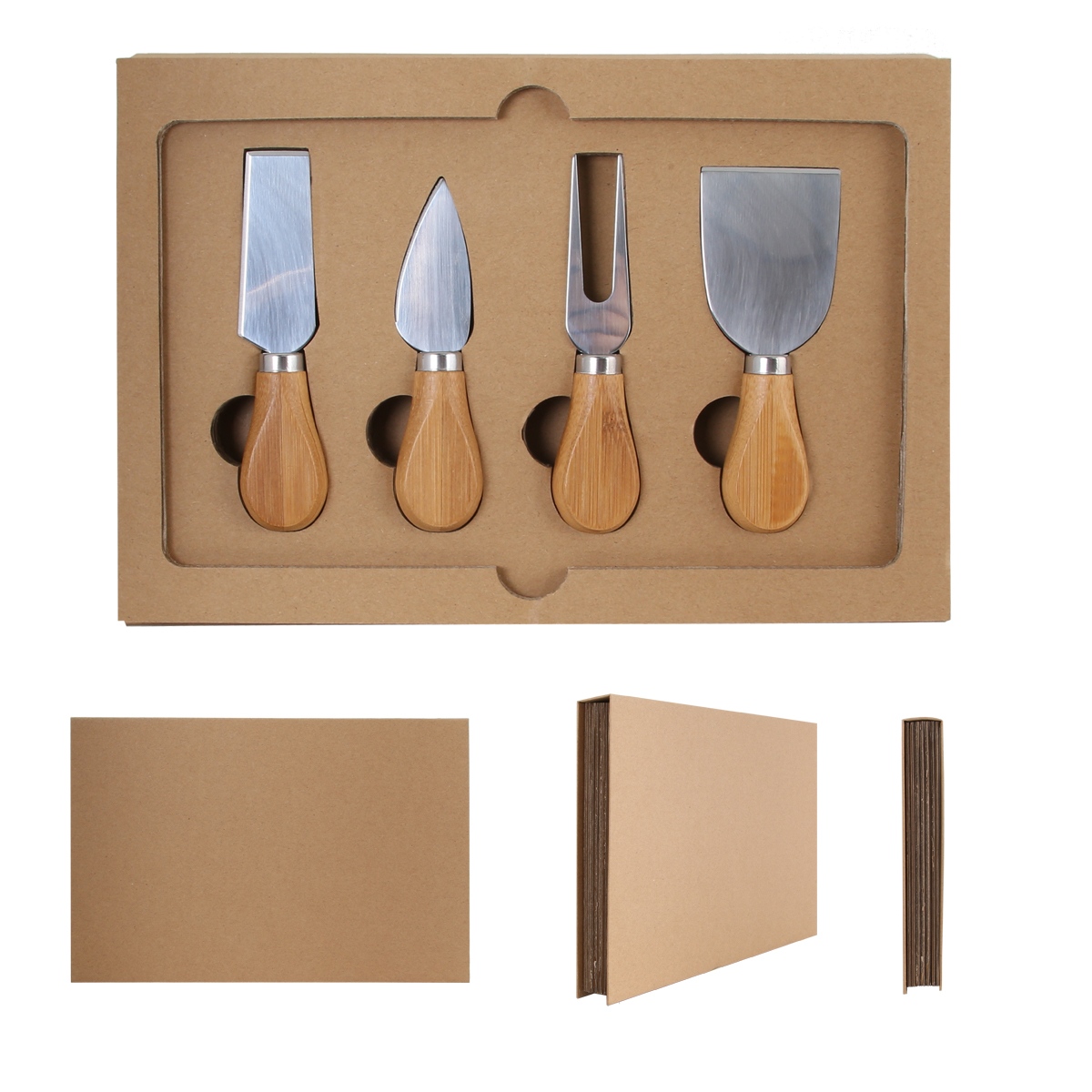 5-Piece Cheese Knife Set & Bamboo Cutting Board w/ Gift Box